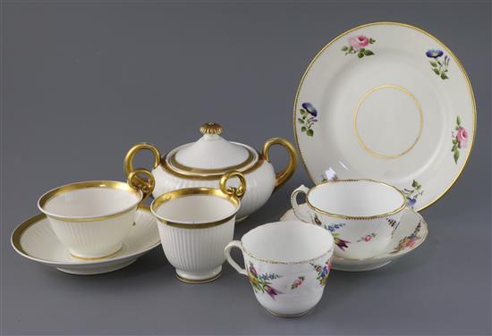 A group of Swansea porcelain tea and coffee wares, early 19th century, W. 14.7 - 20.4cm (9)